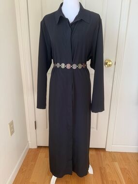 Athleta Urbanite Dress Black Midi Shirt Dress 1X Pockets Stretch Minimalist